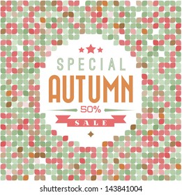Vector Retro colorfull leafs texture with sample text (autumn sale)