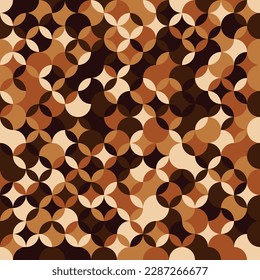 Vector retro colors abstract background with circles. Repetitive Retro Wallpaper. Graphic pattern of simple shapes in seamless style. 