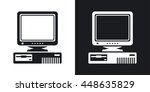 Vector Retro Computer with CRT Monitor icon. Two-tone version of Old Computer with CRT Monitor simple icon on black and white background