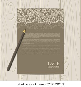 Vector retro corporate identity template with lace elements. Eps10
