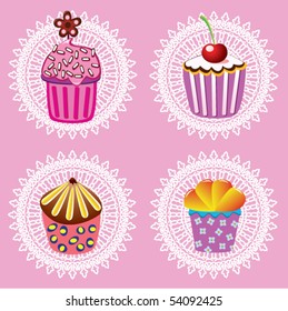 vector retro cupcakes