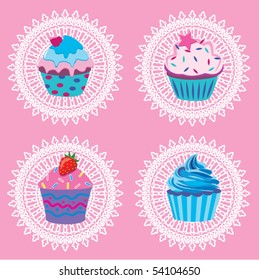 vector retro cupcakes