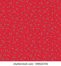 Vector retro cute seamless pattern with many flowers on a red background. Floral background for printing on fabric, paper for scrapbooking.