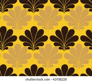 Vector retro damask flower stencil on sober yellow and brown. vector is seamless
