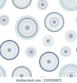 Vector retro dark blues and blue seamless dotted circle background.Polka dot seamless pattern. Dots texture. Textile rapport.