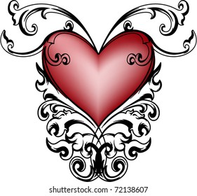 Vector with retro decorative heart for different uses