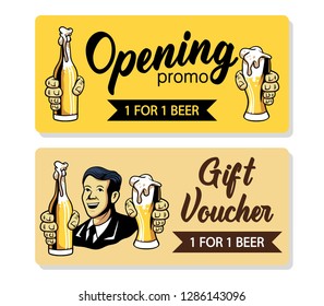 Vector retro design of beer vouchers.