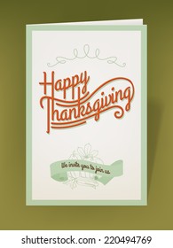 Vector retro design thanksgiving invitation template | Happy Thanksgiving postcard