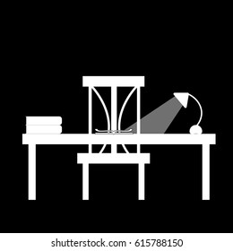 vector retro desk and book icon design