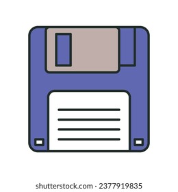 Vector retro diskette floppydisk icon nostalgia for 90s 2000s vintage technology with data information.