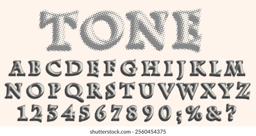 vector retro doted halftone raster font
