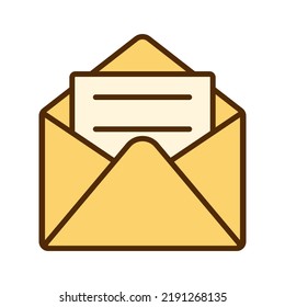 Vector retro email icon. Icon with open envelope in flat design. Letter.