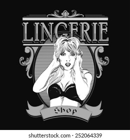 Vector retro emblem lingerie store