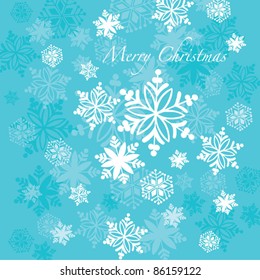 Vector retro falling snowflakes greeting card