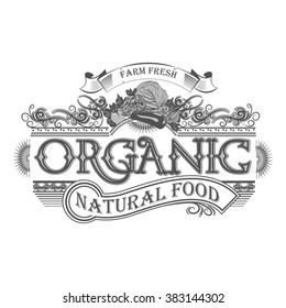 Vector retro farm fresh emblem. Vintage organic food  logo