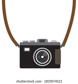 Vector retro film camera on white background. 
