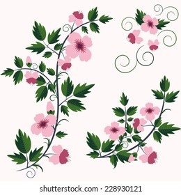 Vector retro floral background with flowers. Element for design vintage wallpaper. 