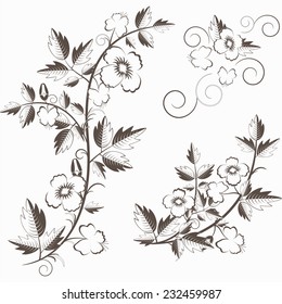 Vector retro floral background with flowers. Element for design vintage wallpaper. 