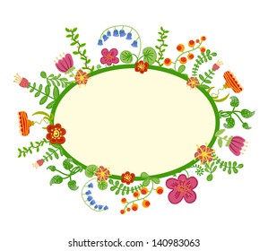 Vector retro floral background, frame