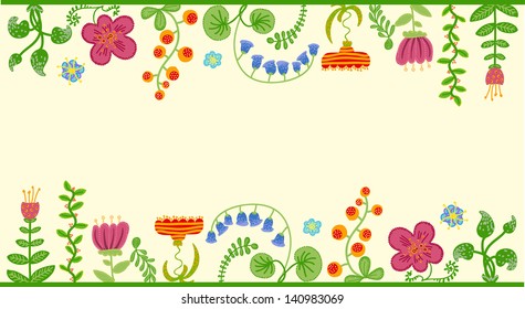  Vector retro floral background, frame