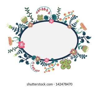 Vector retro floral background, frame