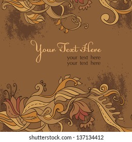 Vector Retro floral  background. Invitation Card