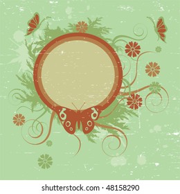 Vector retro floral background with space for text