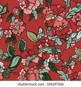 Vector retro floral seamless pattern.