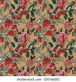 Vector retro floral seamless pattern.