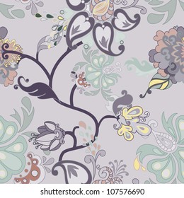 Vector retro floral seamless pattern.