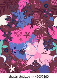 Vector Retro Floral (Seamless Pattern)