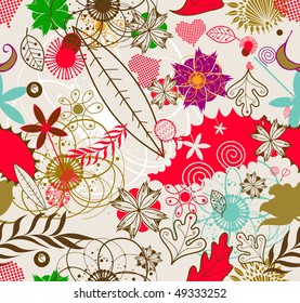 Vector retro floral seamless pattern