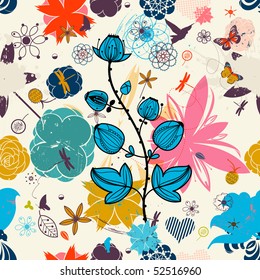 Vector Retro Floral (Seamless Pattern)