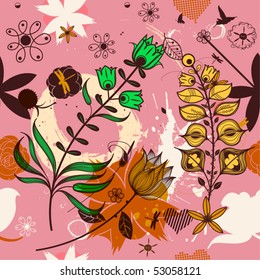 Vector Retro Floral (Seamless Pattern)
