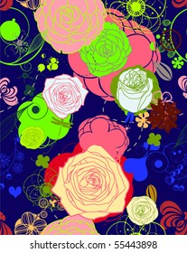 Vector Retro Floral (Seamless Pattern)