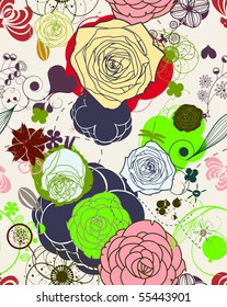 Vector Retro Floral (Seamless Pattern)