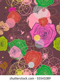 Vector Retro Floral (Seamless Pattern)
