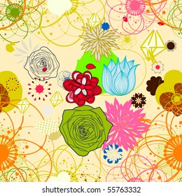 Vector Retro Floral (Seamless Pattern)