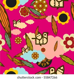 Vector Retro Floral (Seamless Pattern)