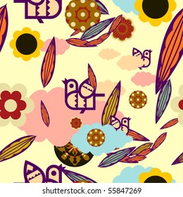 Vector Retro Floral (Seamless Pattern)