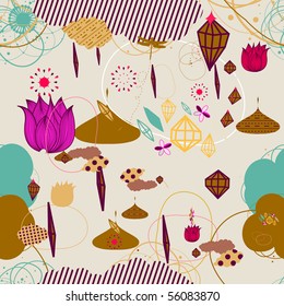Vector Retro Floral (Seamless Pattern)