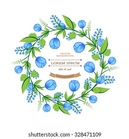 Vector retro floral wreath banner