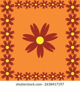 Vector retro flower with outline Cute yellow flower Summer