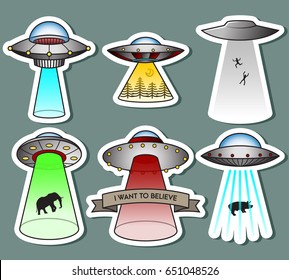 Vector Retro Flying Saucers 