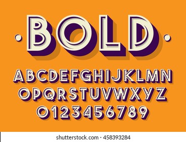 Vector of retro font and alphabet