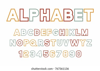 Vector of retro font and alphabet