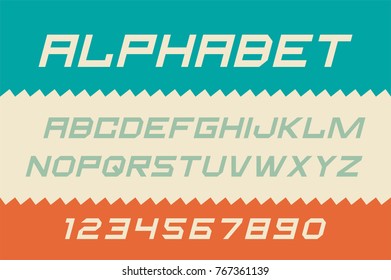 Vector of retro font and alphabet