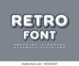 Vector Retro Font. Vintage trendy Alphabet. Stylish set of Letters and Numbers