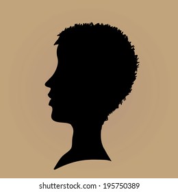 Vector retro frame brown color with woman.