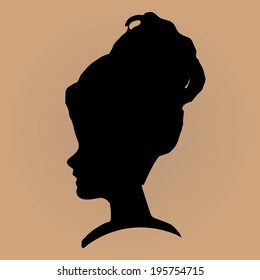 Vector retro frame brown color with woman.